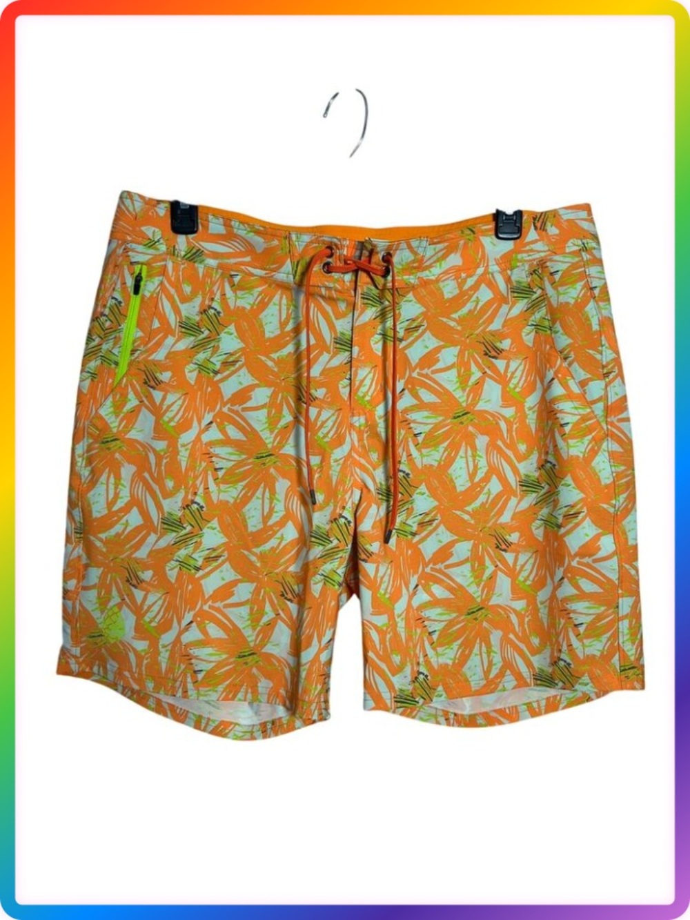 Stio CFS Floral Board Shorts SIZE 38 Orange 7 Inch Swim Trunks NWOT